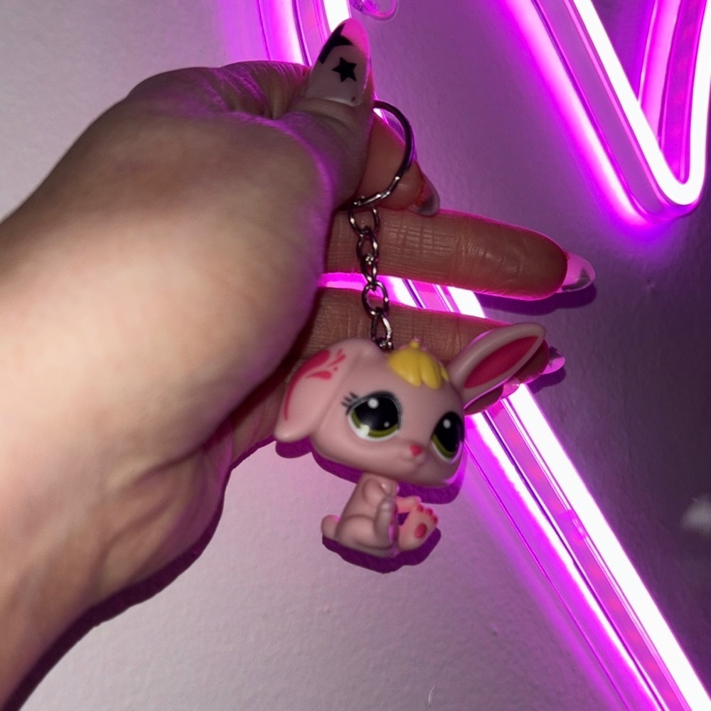 Pink Bunny littlest pet shop Keychain